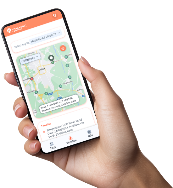 Holding smartphone with TempTag app
